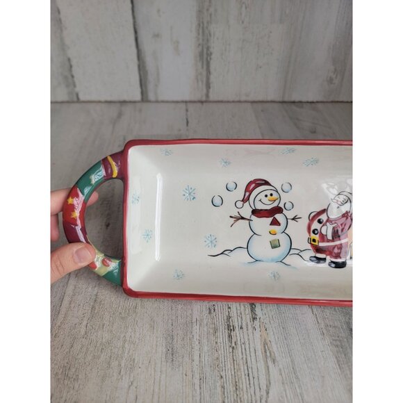 Tabletops Gallery winter Land‎ Santa Claus reindeer ceramic bread tray - Picture 2 of 7